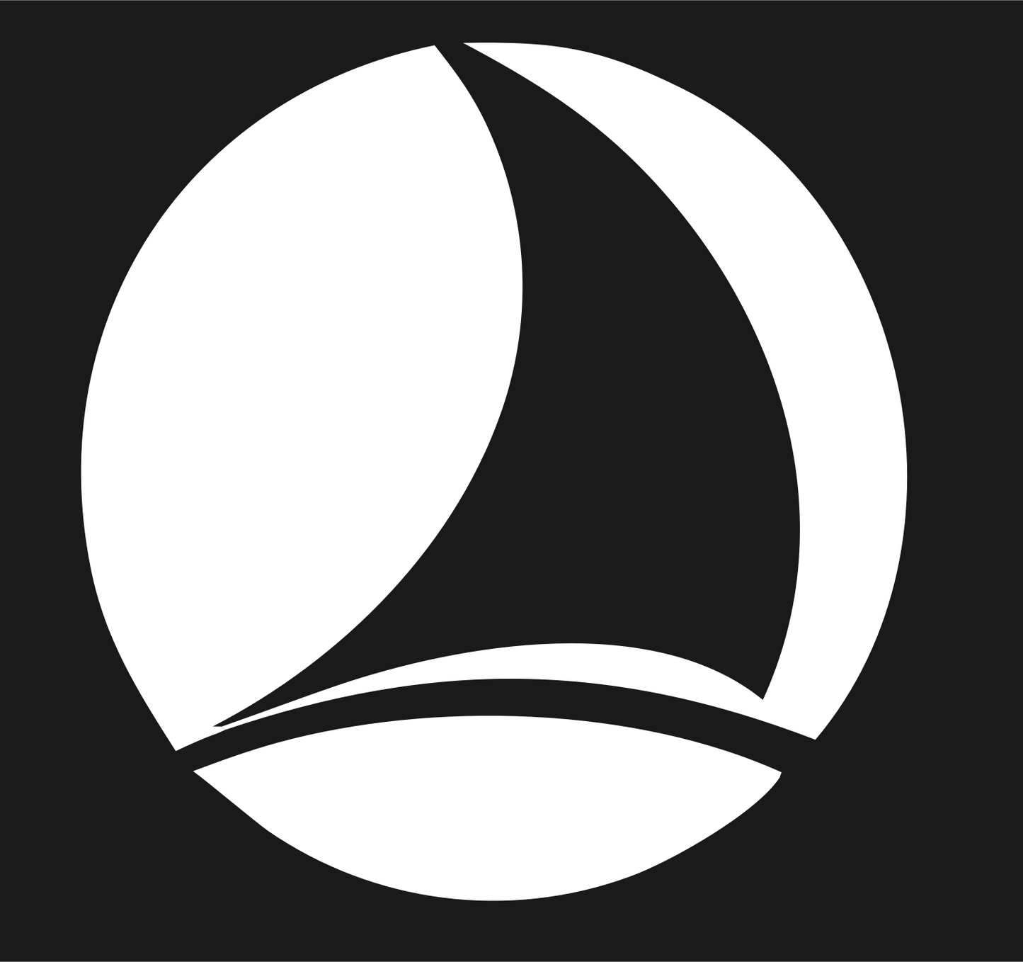 Sailboat Circle Emblem Logo #1a1a1a/#ffffff