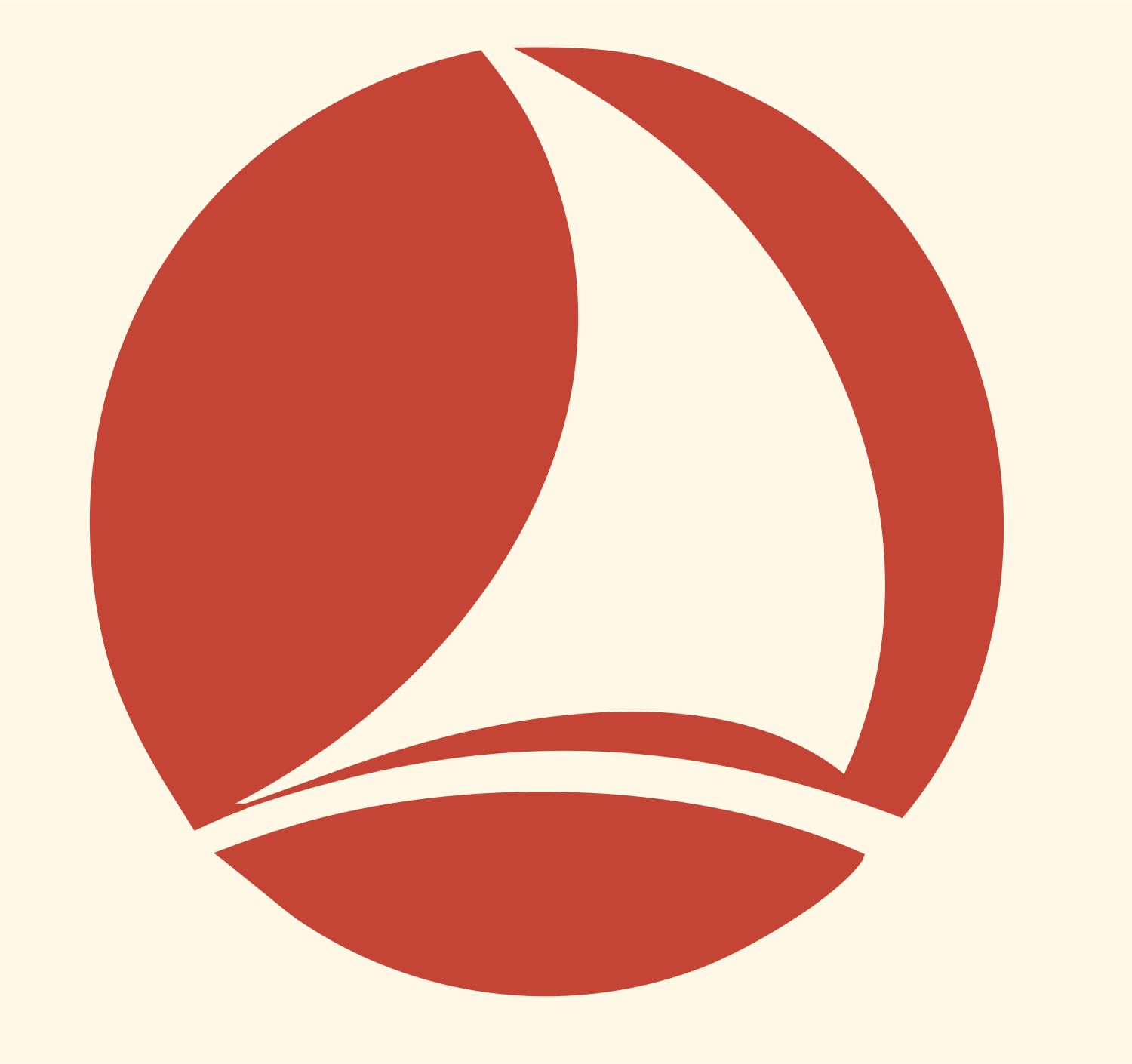 Sailboat Circle Emblem Logo #fff8e7/#c44536