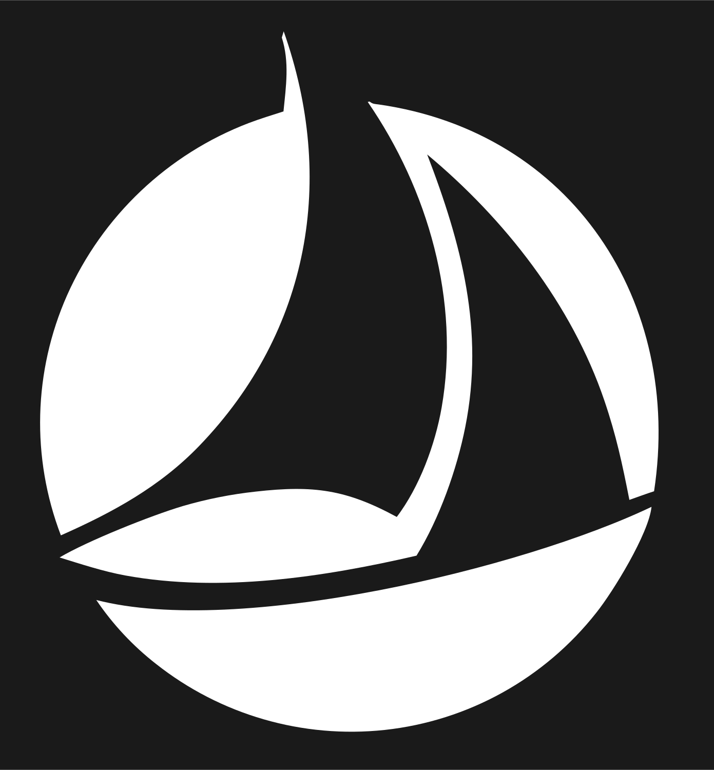 Sailboat Circle Negative Space Logo #1a1a1a/#ffffff
