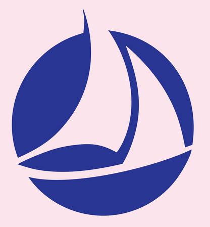 Sailboat Circle Negative Space Logo #fce4ec/#283593