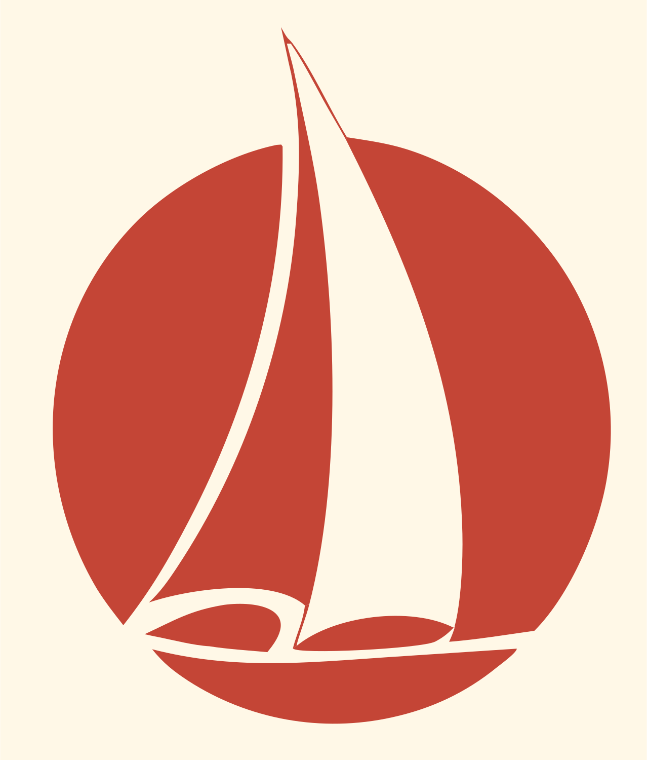 Sailboat Rounded Rectangle Logo #fff8e7/#c44536