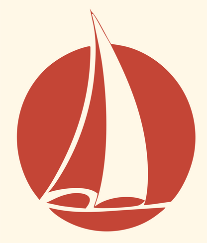 Sailboat Rounded Rectangle Logo #fff8e7/#c44536