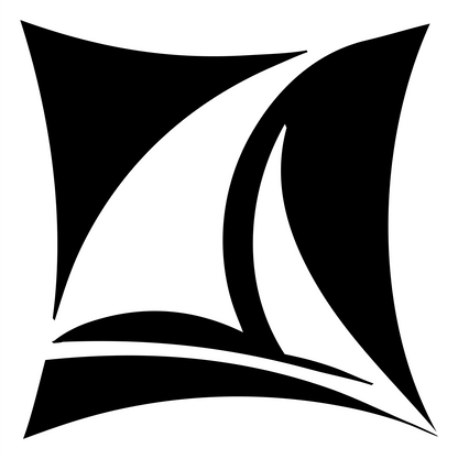 Sailboat Framed Negative Space Logo #ffffff/#000000