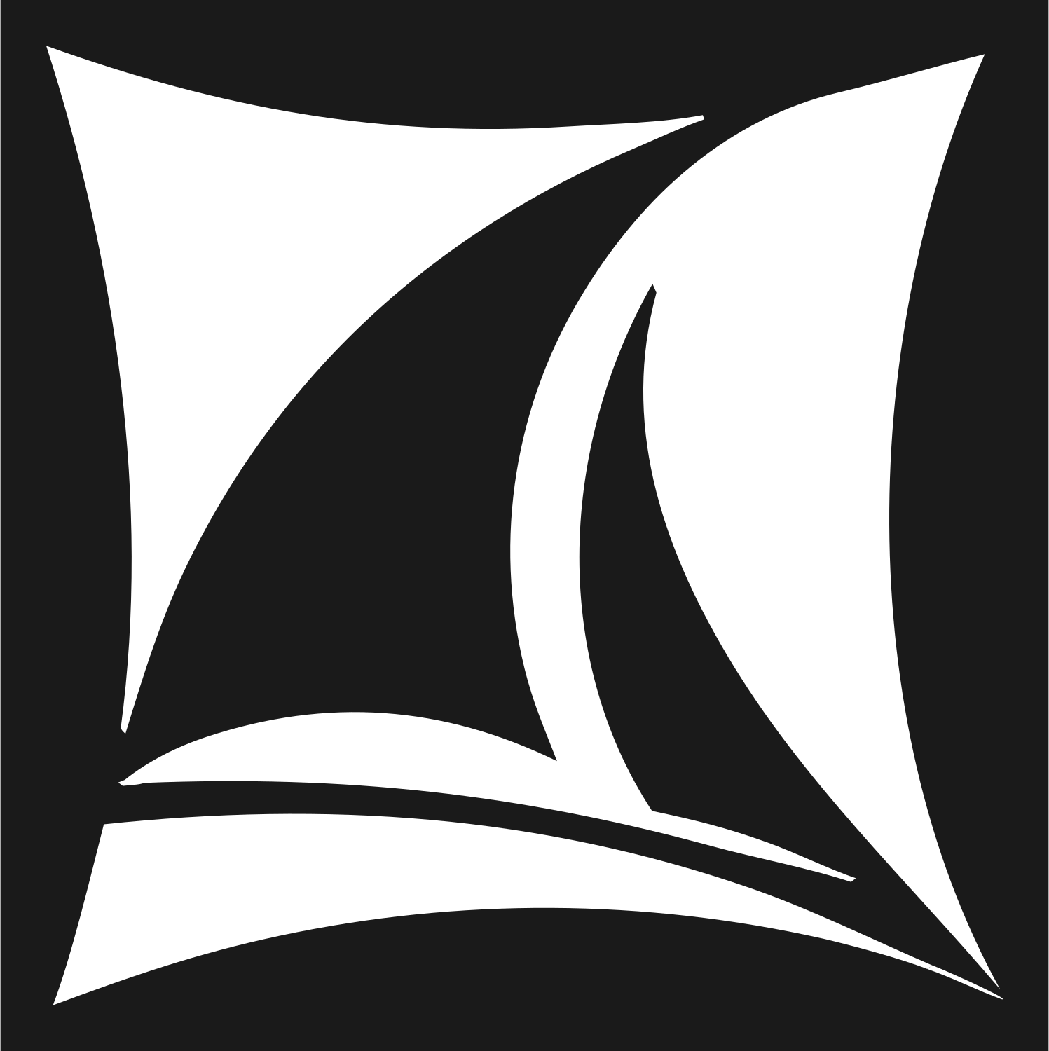 Sailboat Framed Negative Space Logo #1a1a1a/#ffffff