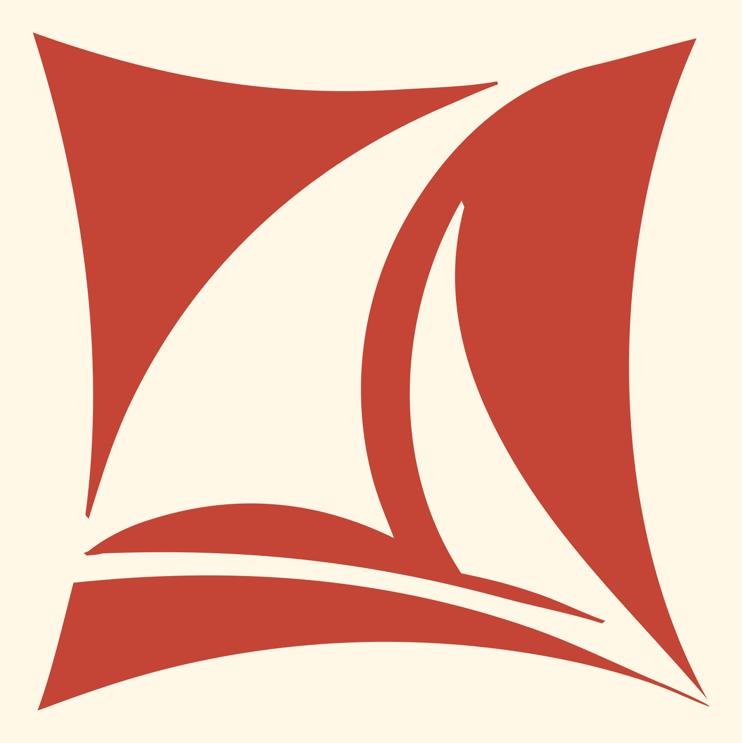 Sailboat Framed Negative Space Logo #fff8e7/#c44536