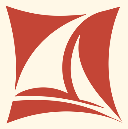 Sailboat Framed Negative Space Logo #fff8e7/#c44536