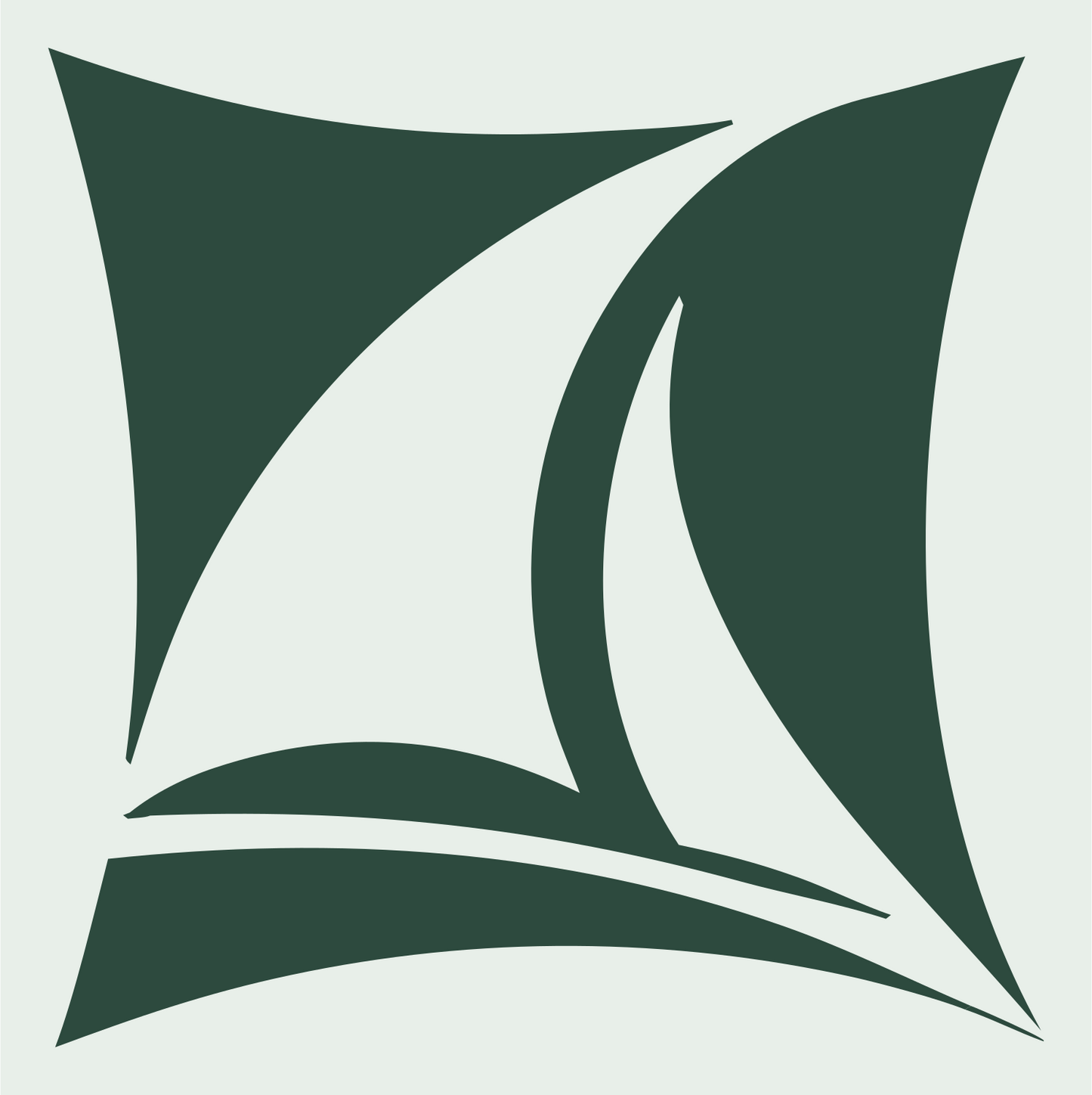 Sailboat Framed Negative Space Logo #e8efe9/#2d4a3e