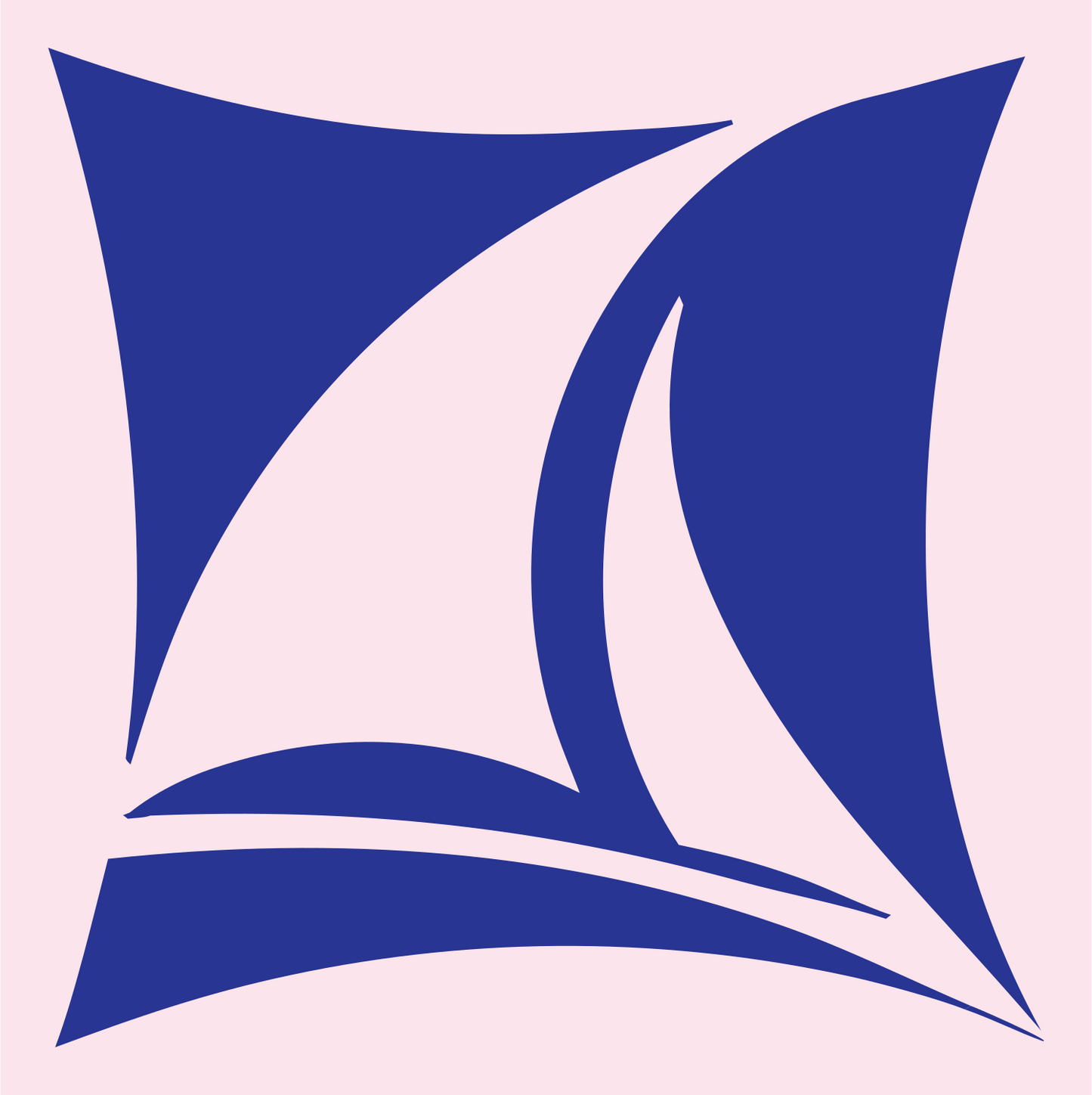 Sailboat Framed Negative Space Logo #fce4ec/#283593
