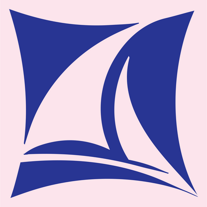 Sailboat Framed Negative Space Logo #fce4ec/#283593