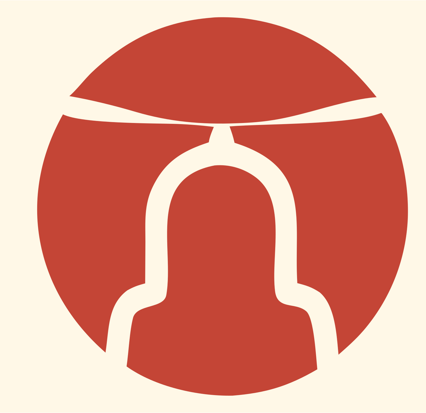 Person Under Rotor Logo #fff8e7/#c44536