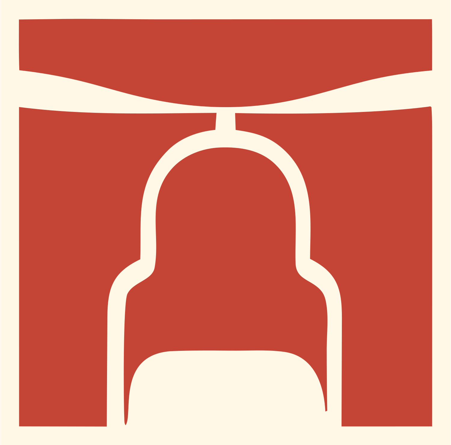 Helicopter Arch Negative Space Logo #fff8e7/#c44536