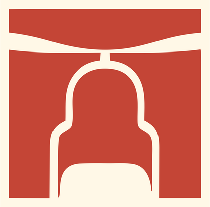 Helicopter Arch Negative Space Logo #fff8e7/#c44536