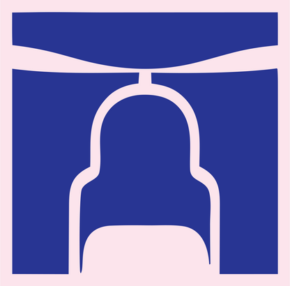 Helicopter Arch Negative Space Logo #fce4ec/#283593