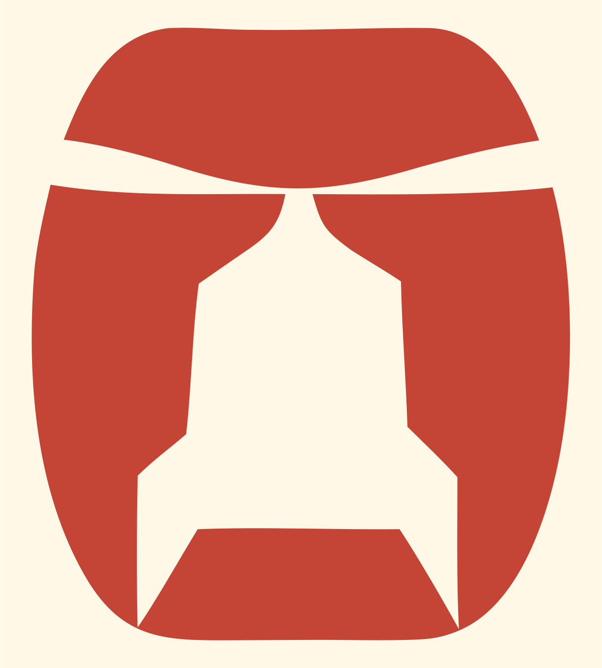Rocket Helmet Negative Space Logo #fff8e7/#c44536