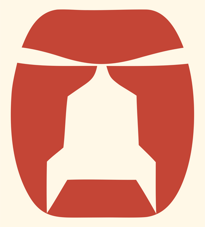 Rocket Helmet Negative Space Logo #fff8e7/#c44536