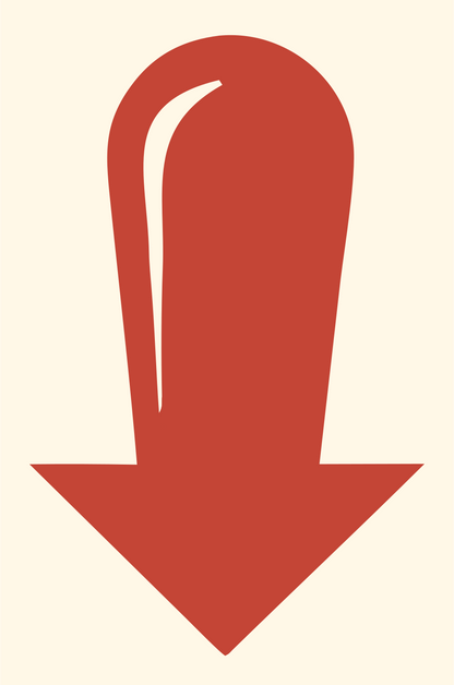 Down Arrow Submarine Logo #fff8e7/#c44536