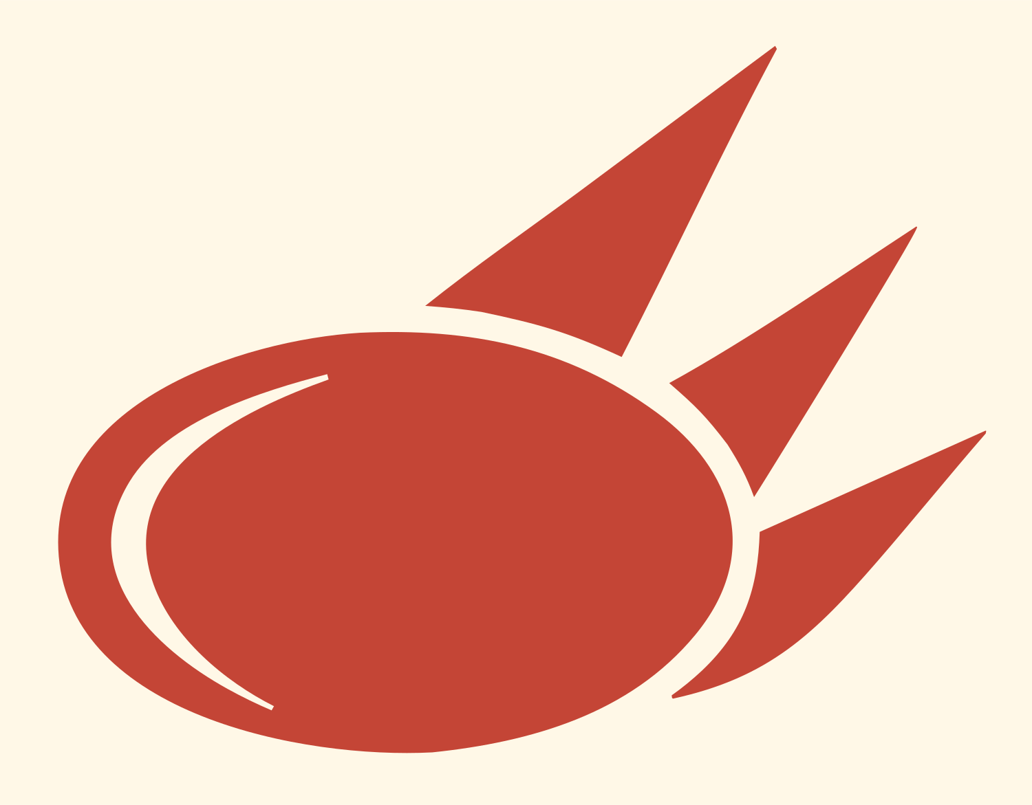 Meteor Strike Oval Logo #fff8e7/#c44536
