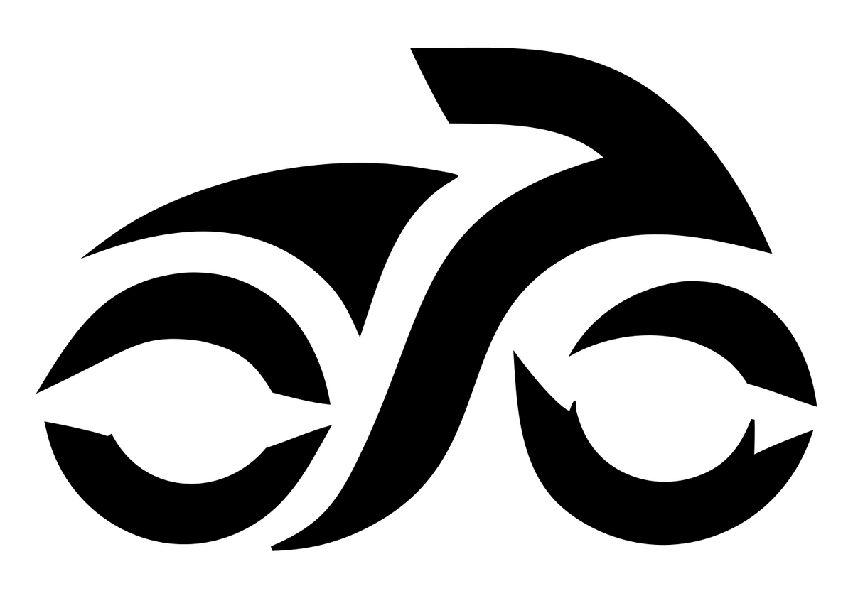 Curved Motorbike Logo Set #ffffff/#000000
