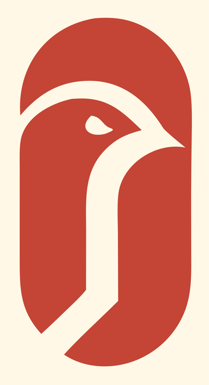Bird Head Capsule Logo #fff8e7/#c44536