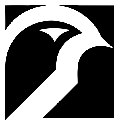 Negative Space Bird Profile Logo #ffffff/#000000