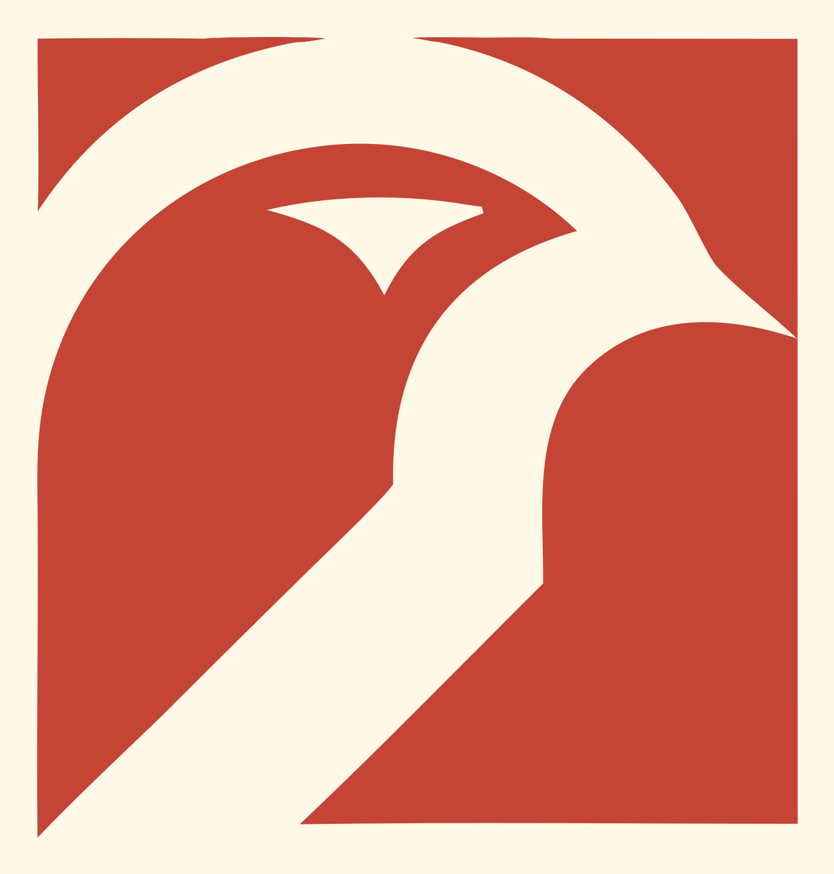 Negative Space Bird Profile Logo #fff8e7/#c44536
