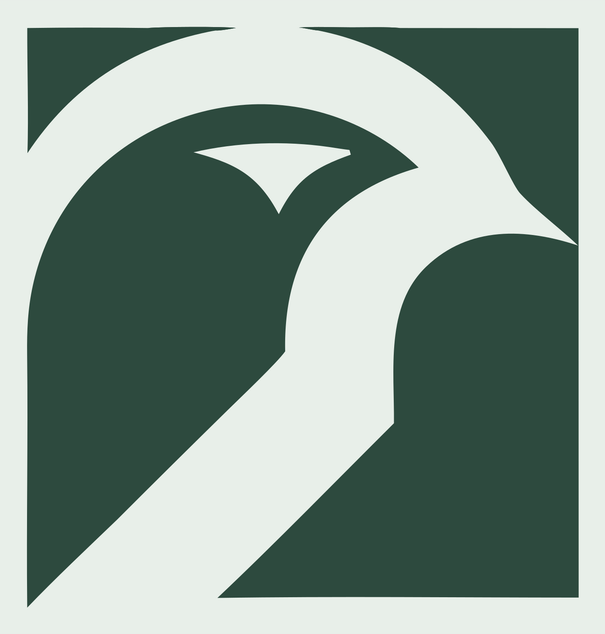 Negative Space Bird Profile Logo #e8efe9/#2d4a3e