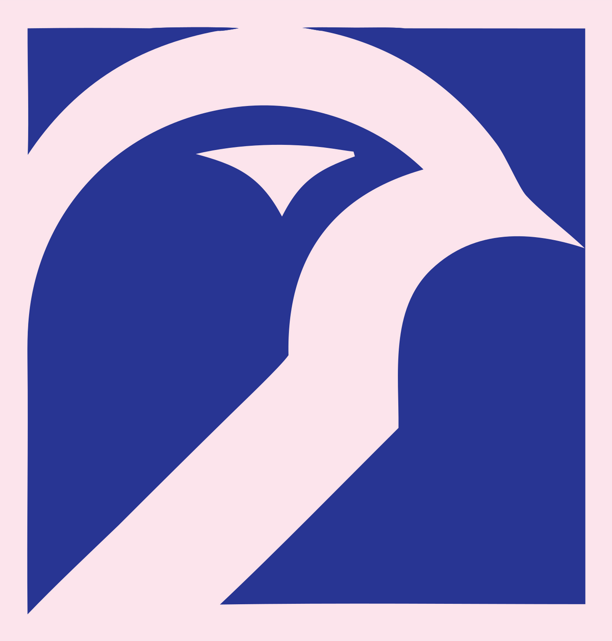 Negative Space Bird Profile Logo #fce4ec/#283593