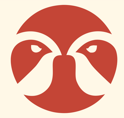 Twin Birds Circle Logo #fff8e7/#c44536