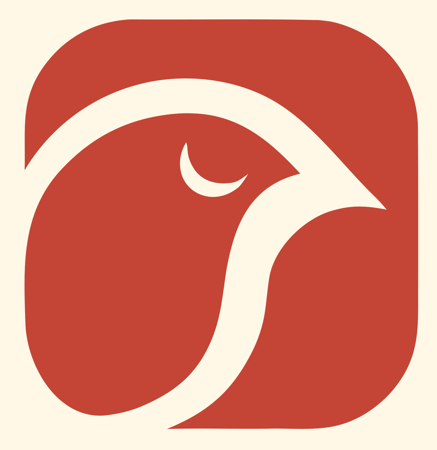 Hawk Head Square Logo #fff8e7/#c44536