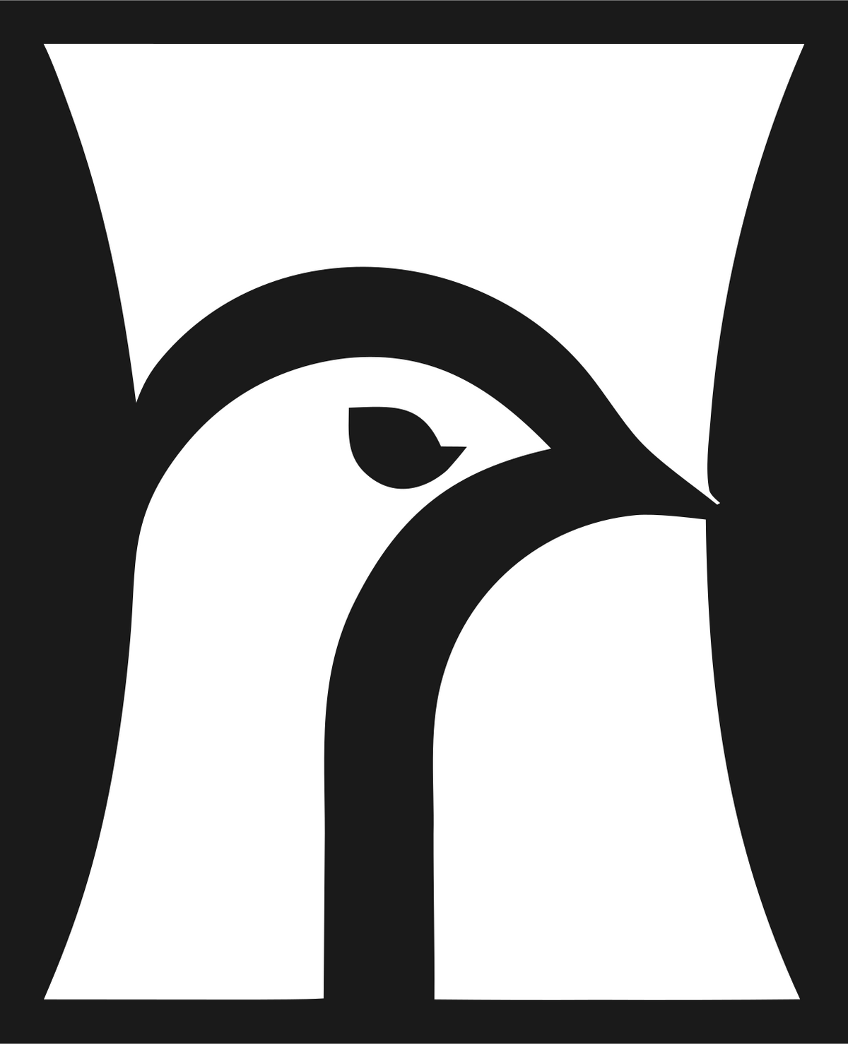 Negative Space Crane Head Logo #1a1a1a/#ffffff