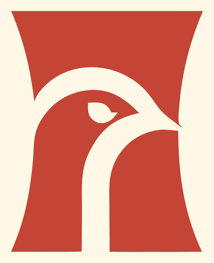 Negative Space Crane Head Logo #fff8e7/#c44536