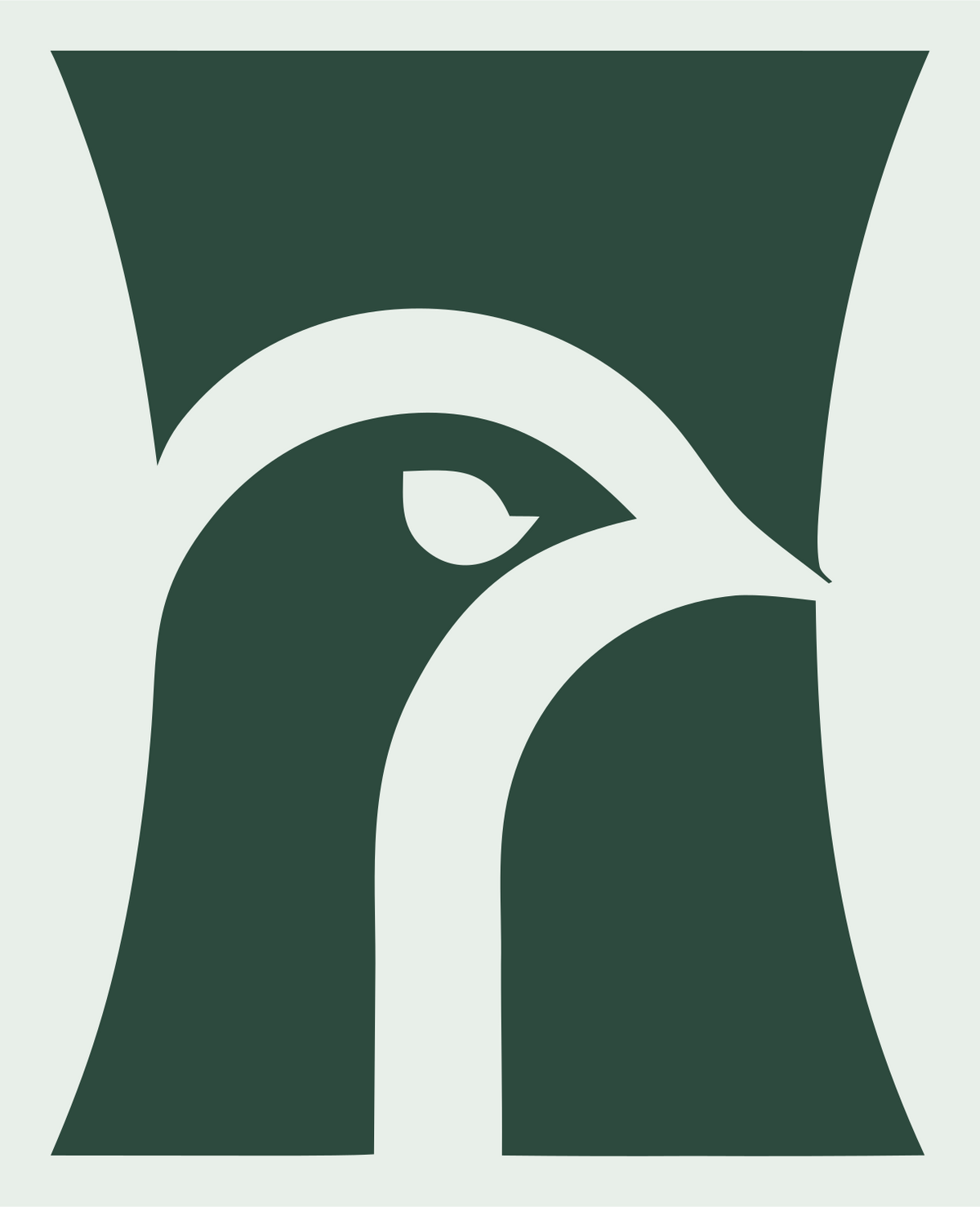 Negative Space Crane Head Logo #e8efe9/#2d4a3e