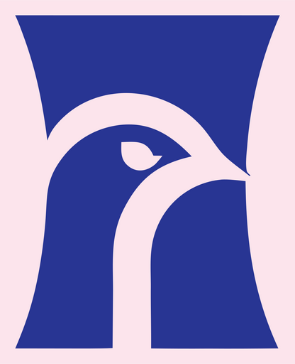 Negative Space Crane Head Logo #fce4ec/#283593