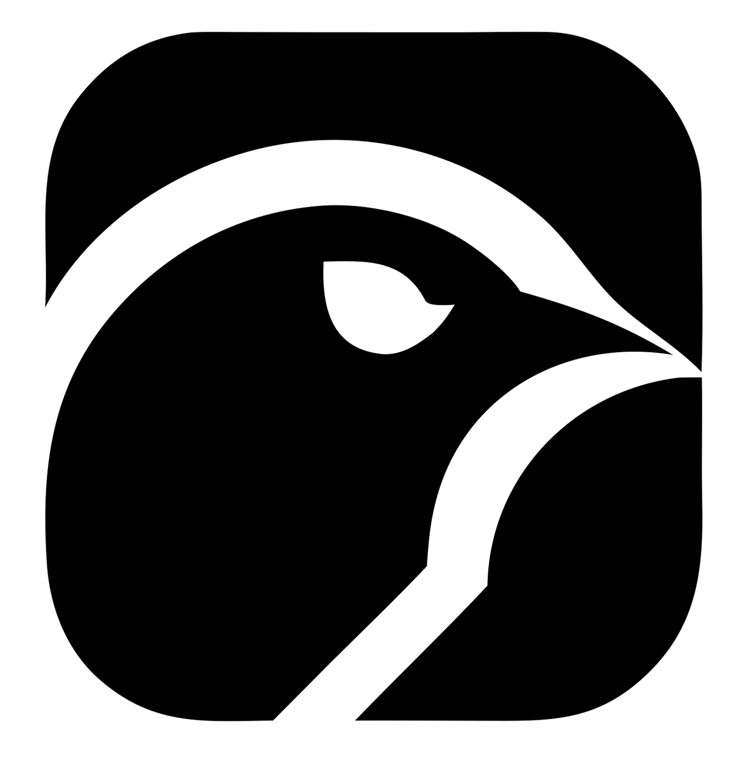 Bird Head Rounded Square Logo #ffffff/#000000
