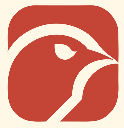 Bird Head Rounded Square Logo #fff8e7/#c44536
