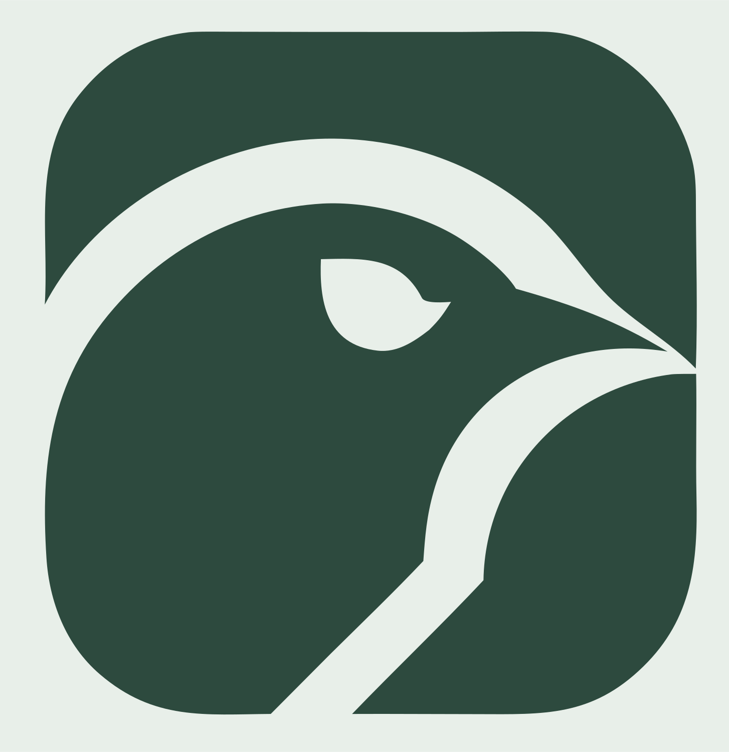 Bird Head Rounded Square Logo #e8efe9/#2d4a3e