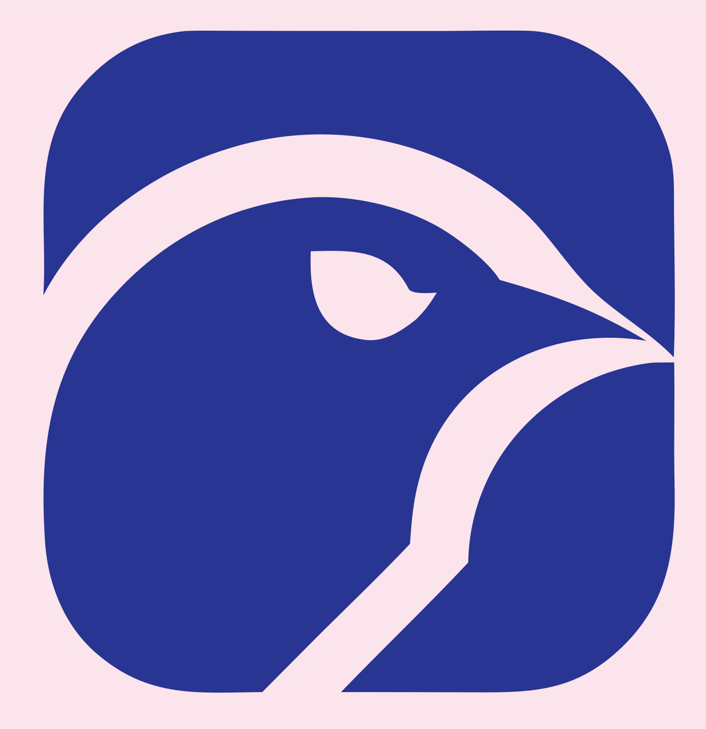 Bird Head Rounded Square Logo #fce4ec/#283593
