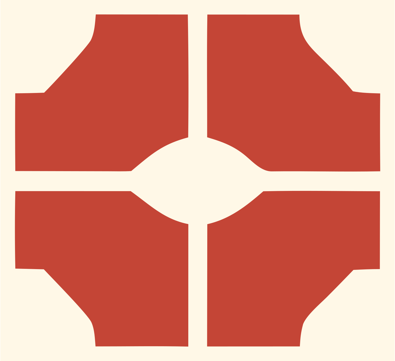 Brutalist Lips Split Logo #fff8e7/#c44536