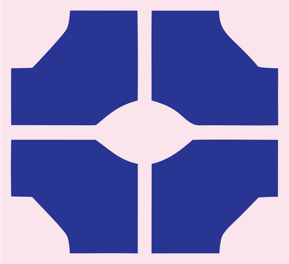 Brutalist Lips Split Logo #fce4ec/#283593