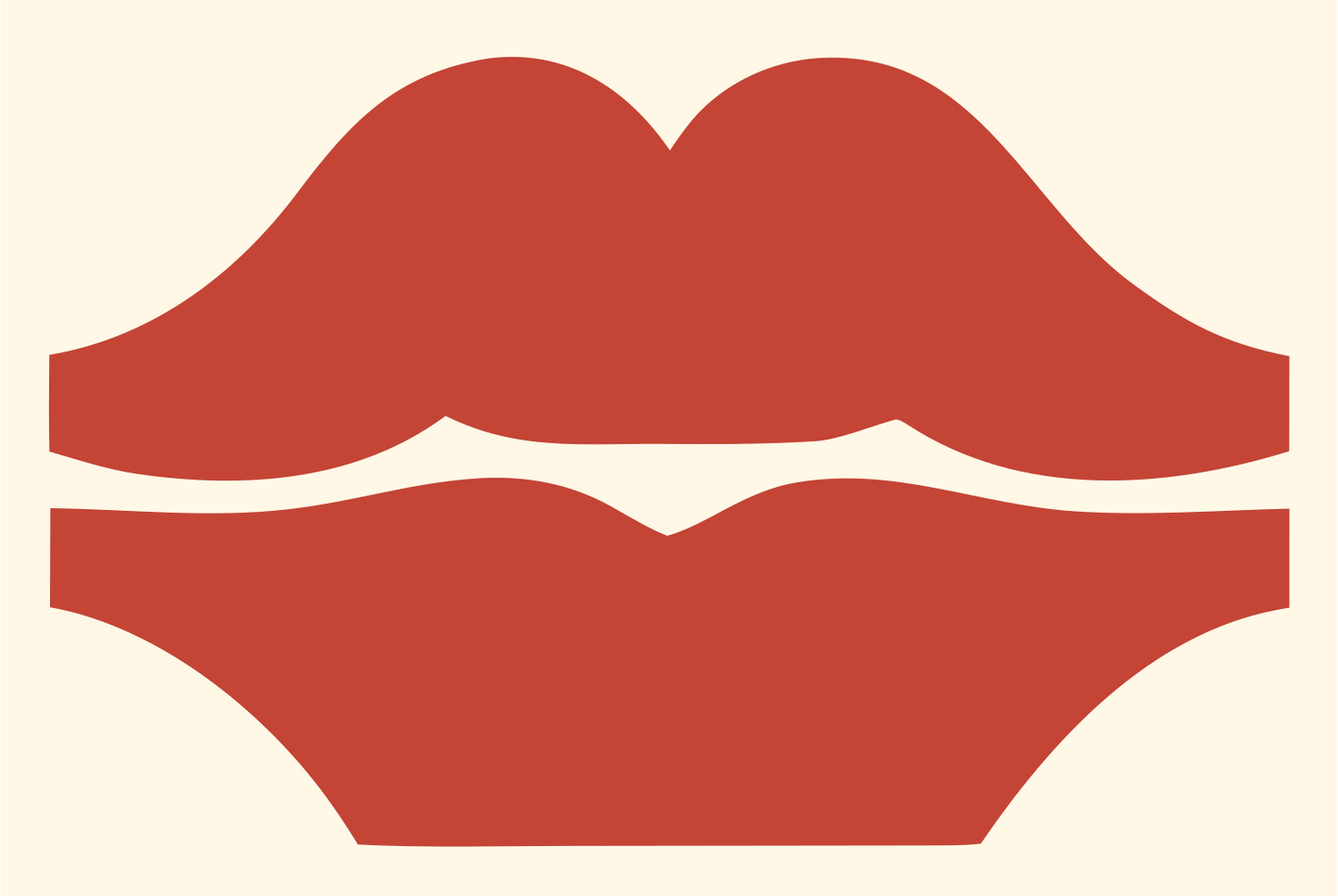 Lips Mustache Trio Logo #fff8e7/#c44536