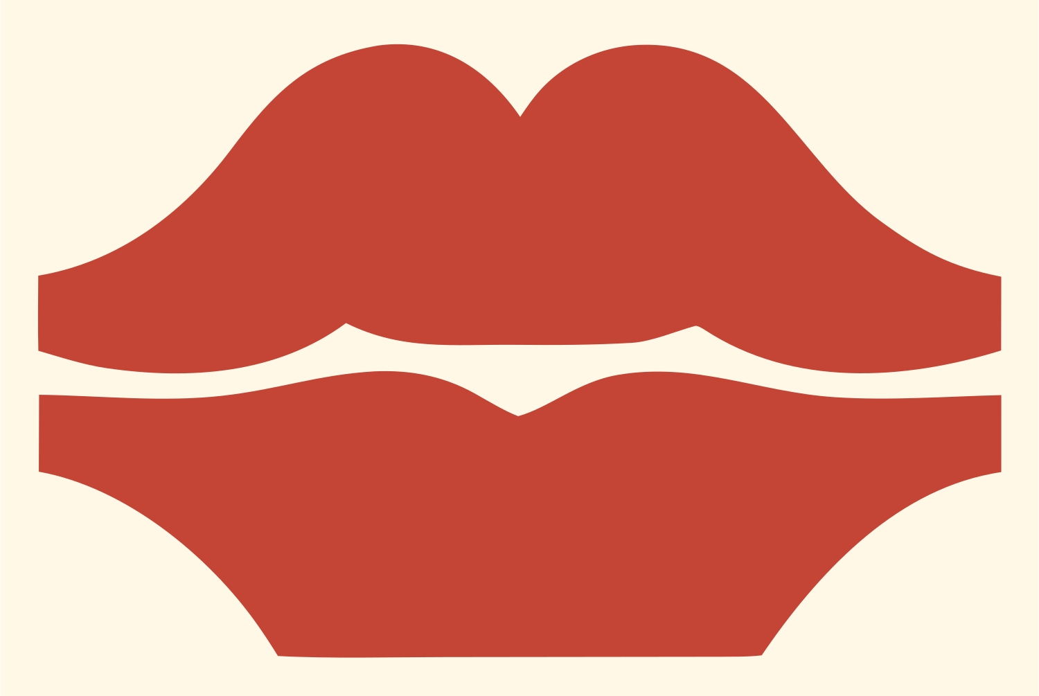 Lips Mustache Trio Logo #fff8e7/#c44536