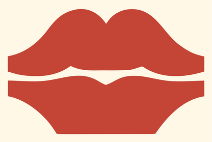 Lips Mustache Trio Logo #fff8e7/#c44536