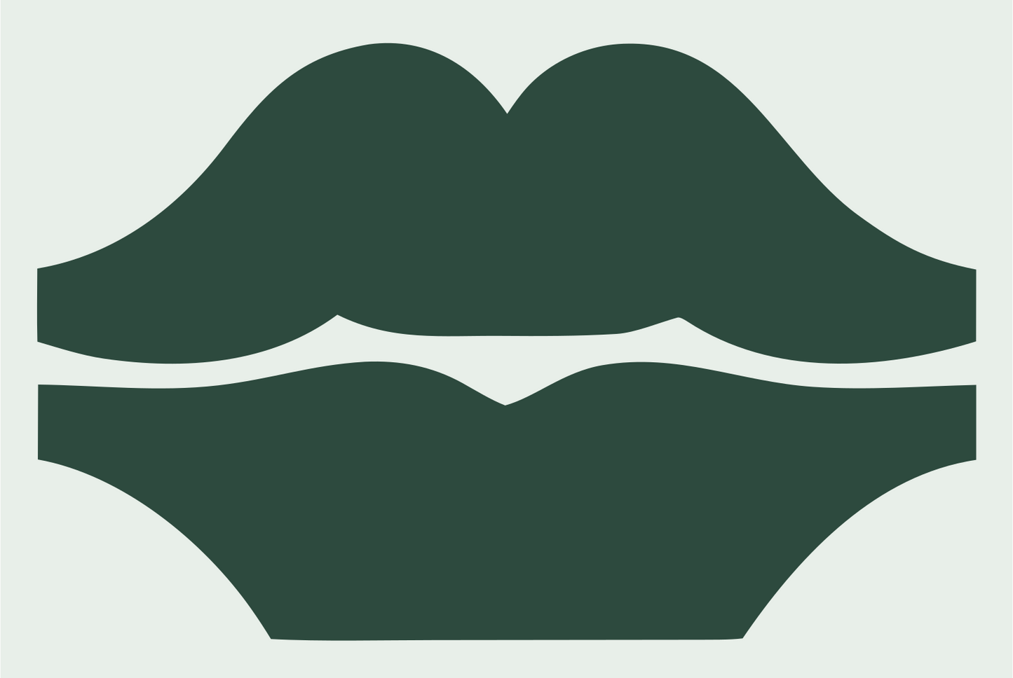Lips Mustache Trio Logo #e8efe9/#2d4a3e