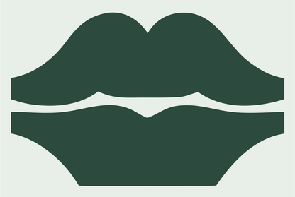 Lips Mustache Trio Logo #e8efe9/#2d4a3e