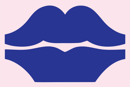 Lips Mustache Trio Logo #fce4ec/#283593