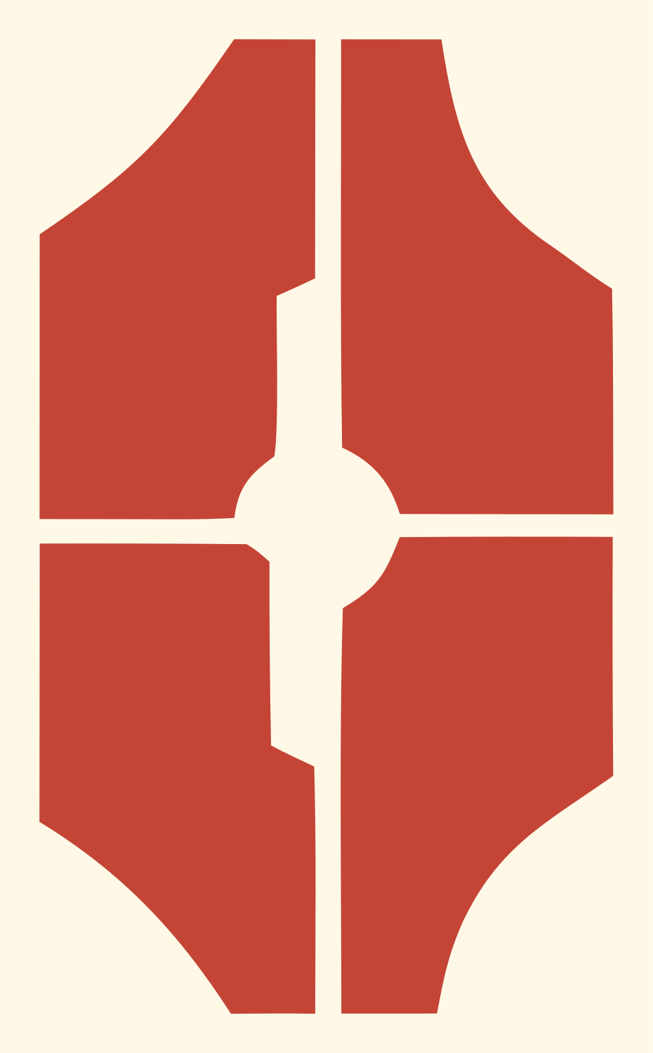 Shield Split Lips Logo #fff8e7/#c44536