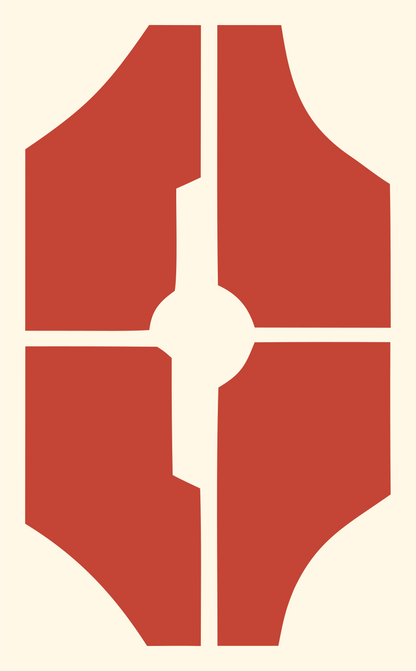Shield Split Lips Logo #fff8e7/#c44536