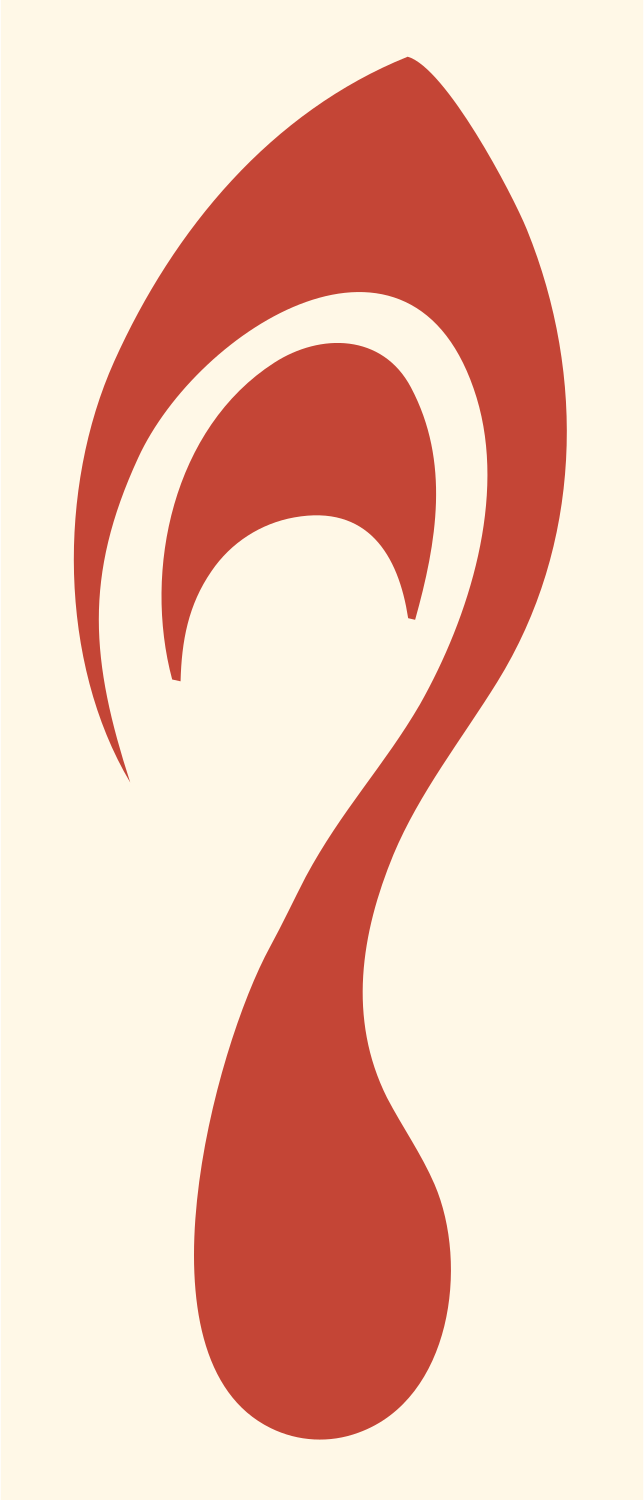 Swirling Footprint Fluid Logo #fff8e7/#c44536