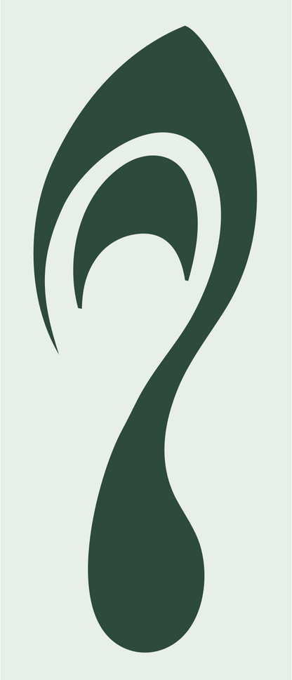 Swirling Footprint Fluid Logo #e8efe9/#2d4a3e