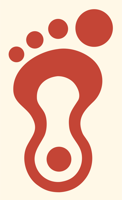 Hourglass Cutout Foot Logo #fff8e7/#c44536